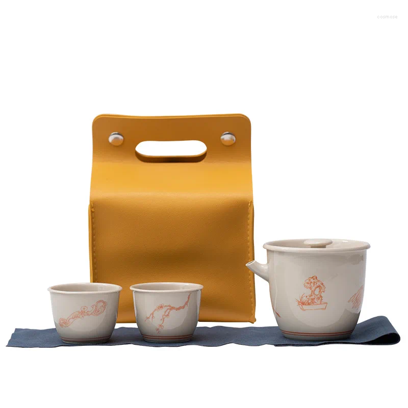 Teaware set 2024 One Pot Two Cups Ceramic Set Tea Person Portable Travel