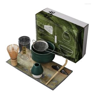 Services à thé 4-7 pièces fait à la main maison facile à nettoyer Matcha service à thé outil support Kit bol fouet Scoop cadeau cérémonie traditionnel japonais accessoires