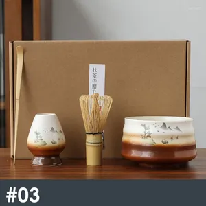 Service à thé 4 pièces service à thé Matcha four en céramique changement fouet bol outils faits à la main cérémonie culture traditionnelle japonaise cadeau