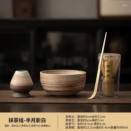 Theeservies Sets 4-delig Japans Matcha-theeservies Bamboeborstel Keramische komsamenstelling Chinese traditionele handgemaakte gereedschappen Vakantiegeschenken
