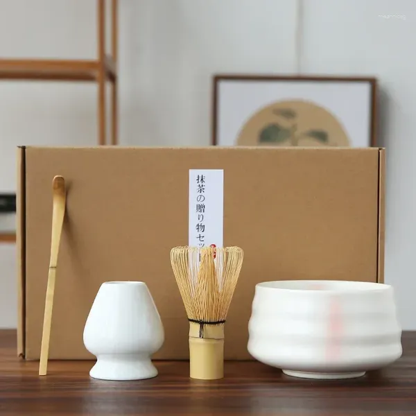 Services à thé 4 pièces/ensemble fait à la main maison facile à nettoyer Matcha service à thé outil support Kit bol fouet Scoop cadeau cérémonie traditionnel japonais accessoires