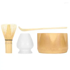 Ensembles de voiles de thé 4pcs / set Matcha TEA Making Tool Set Bamboo Brush Scoop Bowl en céramique