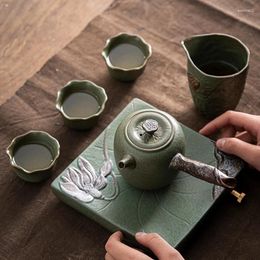 Teaware -sets 6 -stks keramische theeset porseleinen service reisbeker Chinese handgemaakte ceremonie Juego de te 5
