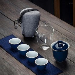 Teaware sets 6 stks/set Chinese Kungfu Gaiwan Teapot theekops met reistas fair mug thee draagbare set drinkware cadeaus