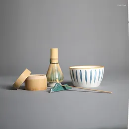 Ensembles de service à thé 6 pièces/ensemble, ensemble de cadeaux Matcha traditionnel, fouet en bambou, cuillère, porte-bol en céramique, thé japonais
