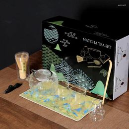 Ensembles de voies de thé 8 pcs / set Matcha Tea Set Bamboo Scoop Scoop Glass Bow