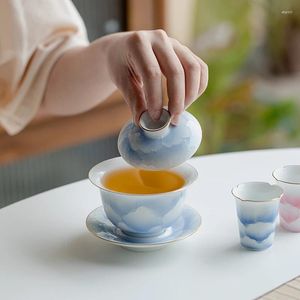 Ensembles de thé Arita Burning Gold Bols peints à la main Tasses Pots chinois en céramique unique Thé trois talents et