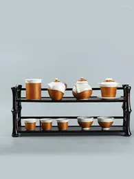 Ensembles de voies de thé Bamboo Furniture Curio Shelf Ornaments Bureau de rangement de rangement de berge