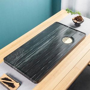 Teaware -sets Black Stone Tea Tray Water Draining Serving Trays rechthoek Multi -size gewogen tafel voor kungfu -set gemaakt in China