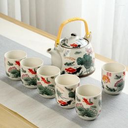 Theewaar Sets Blauw En Wit Porselein Creatieve Koreaanse Keramische Koffie Thee Set Hijsbalk Pot Eenvoudig Huishoudelijk Drinkgerei