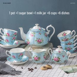 Teaware Sets Bone China European Tea Pot Set Ceramics English Afterned Cup Saucer Sugar Bowl Milk Jar 15 stuks Geschenkdoos