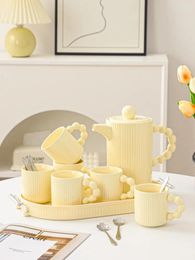 Ensembles de voies de thé Ceramic Cold Water Kettle Set Momening Floral Tea Crème Style Personnalité simple Créativité