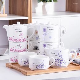 Ensembles de thé en céramique Thé à fleurs en céramique British l'après-midi Porcelaine Coffee tasse théière de maison de maison de maison