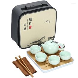 Service à thé en céramique mat, service à thé de voyage, tasses à thé portables culturelles et créatives, Tang chinois