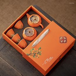 Theeserviezen Keramiek Persimmon Ruyi Theeservies Geschenkdoos Pot Kan Beker