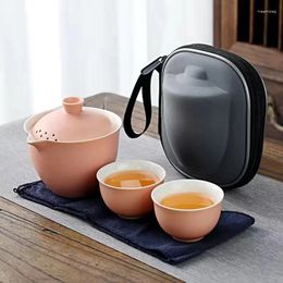 Ensembles de service à thé théière Kungfu Portable de voyage en céramique avec 2-3 tasses à thé pour adultes accessoires de thé de Style chinois ensemble d'amoureux