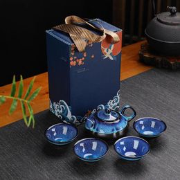 Conjuntos de chá cerâmico conjunto de chá chinês acessórios de produção um pote de quatro copos entusiastas presentes de férias