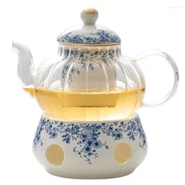 Teaware sets keramische theeset tuinstijl Engelse middag retro bloem theepot kan worden verwarmd blauw en witte bekerschotel pot