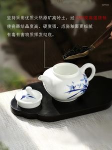 Jingdezhen – service à thé en porcelaine peinte à la main, service à thé avec filtre, théière en céramique, dispositif de fabrication, petit Pot simple à main noir
