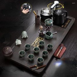 Ensembles De thé cérémonie service à thé chinois outils à café cadeau vaisselle en céramique De luxe Semi automatique Portable Juego De Te