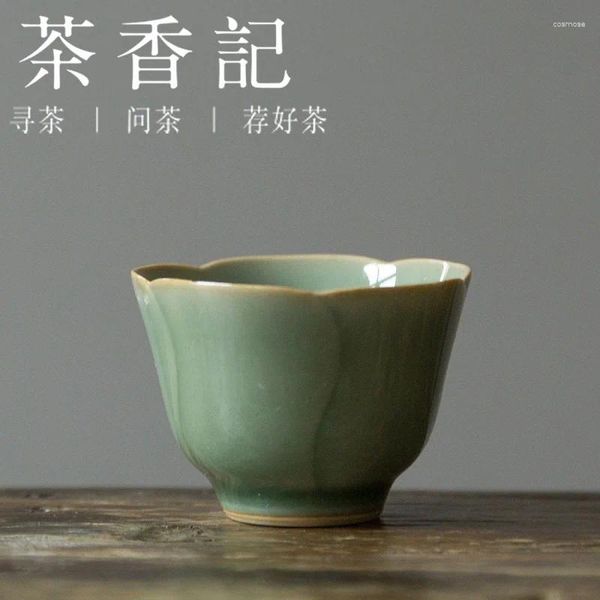 Ensembles de voies de thé Cha Xiang Ji Yue Kiln céladon Glaze Thé JUXIANG Small Calabash Flower Mouth Porcelaine d'oeuf