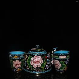 Ensembles de voiles de thé Chine Old Beijing Goods Ensemble de tasses de théières Copper Cloisonne