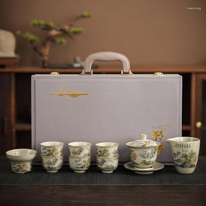 Services à thé accessoires chinois service à thé porcelaine Portable après-midi luxe Vintage Jogo De Xicaras théière en céramique AB50TS