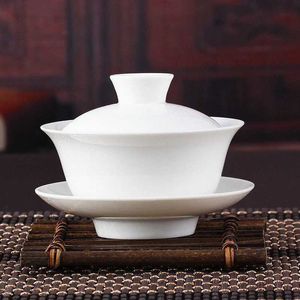 Teaware sets Chinese Gaiwan thee -theeset Kung Fu Wit Keramisch Gaiwan White Teaware Saniai Tea Cup 50% korting