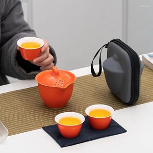 Service à thé chinois Gongfu, service à thé Portable de voyage avec théière, sac à tasses, adapté à la maison, à l'extérieur et au bureau
