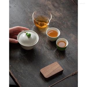 Teaware sets Chinese kalebas Persimmon Travel Tea Set Maker Portable Ceramic Quick Cup Gift 1 Pot 3 kopjes