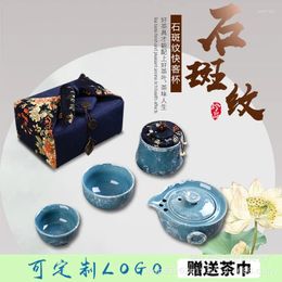 Teaware -sets Chinese Kuai Ke Cup One Pot Twee kopjes 2 personen Reis Travel Tea Set Carry Case Ceramic Stone Mark Teapot