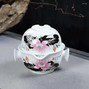 Theewaar Sets Chinese Landschapsschilderkunst Reizen Theeservies Inclusief 1 Pot Kop Mooi En Gemakkelijk Theepot Ketel Teaset Elegant Gaiwan