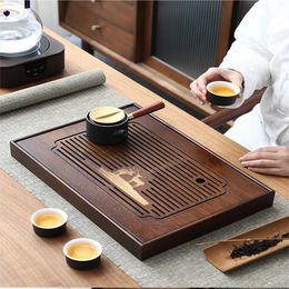 Teaware -sets Chinees Natuurlijke Bamboo Tea Tray Drainage Wateropslag Kung Fu Tea Set Lade Huishoudelijke thee Board Chinese thee -opbergvak 230516