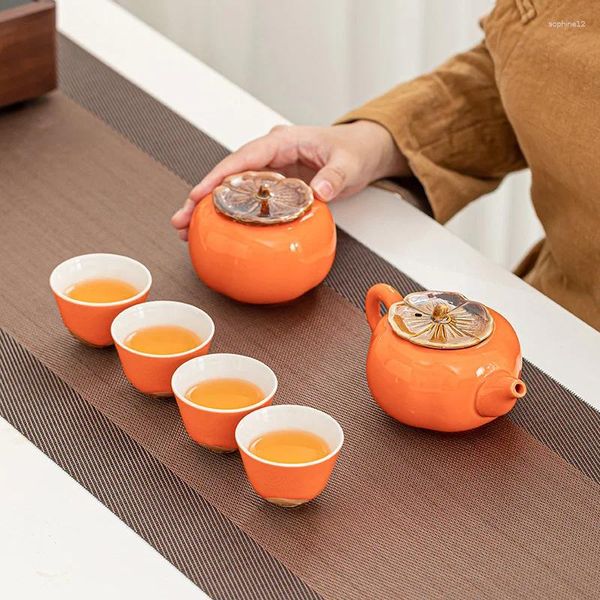 Ensembles de voitures de thé en céramique de kiosque chinois en céramique de thé ensemble de thé Téage de thé Caddy Portable Outdoor Company Meeting Accompaging Gift