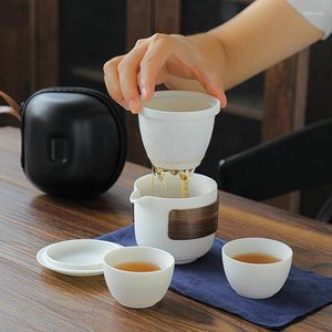Ensembles de thé chinois Portable service à thé os chine luxe créatif voyage Vintage cadeau porcelaine produits ménagers 50