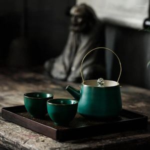 Teaware sets Chinese retro keramische thee set een theepot en twee kopjes draagbare reizen Japanse stijl balkpot maker 2-persoons 2-persoons