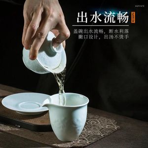 Ensembles de voiles de thé Chinois simples Misty Misty Blue Ceramic Tea Brewing Trawing Table Set Momening Cover tasse tasse de thé