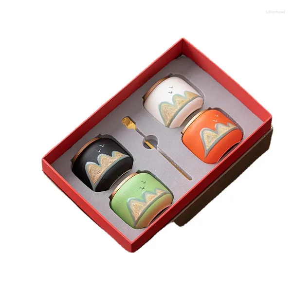 Ensembles de voiles de thé Boîte de paquet de thé en céramique peint à la main de style chinois