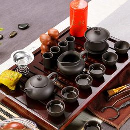 Juego de tazas de té chino, tetera de ceremonia Yixing, bandeja para servir de lujo, mesa Gaiwan, utensilios de cocina