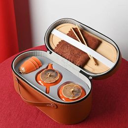 Teaware sets Chinese theeset Persimmon keramische reistas met dienblad zakelijke geschenken snel bekercadeau