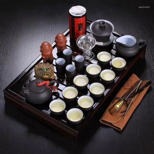 Teaware sets Chinese teaset theeset yixing keramische kungfu 26pcs solide houten ladeservice