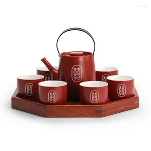 Ensembles de voies de thé Ensemble de thé en céramique de mariage traditionnel chinois bouilloire bouilloire en porcelaine tasse tasse