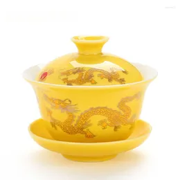 Service à thé Traditions chinoises Gai Wan, service à thé en porcelaine Dehua Gaiwan, Pot en porcelaine pour voyage, belle et facile bouilloire