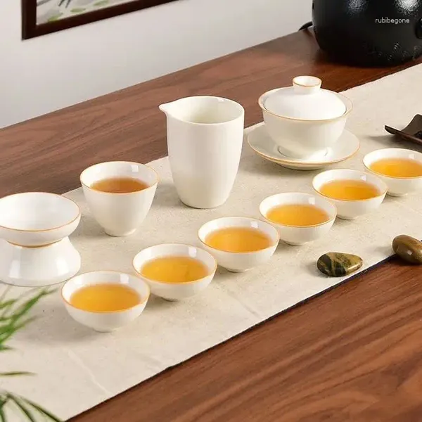 Service à thé Traditions chinoises Gai Wan, service à thé en céramique, Pot en porcelaine Gaiwan pour voyage, belle et facile bouilloire