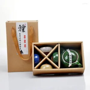 Service à thé de voyage chinois, 5 pièces, Service à thé en céramique Portable en porcelaine, tasses Gaiwan, théière de cérémonie, coffret cadeau