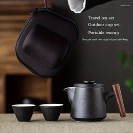 Ensembles de voitures de thé Ensemble de thé de voyage chinois avec sac de grande capacité théière 10,14 oz tasse 1.35 en céramique portable extérieur