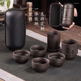 Ensembles de voies de thé créatives 6pcs / set portables en céramique drinkware voyage de thé set chinois comme cadeau ts02