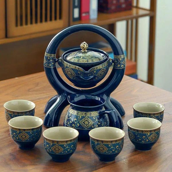 Service à thé créatif en céramique, meulage de pierre, service à thé semi-automatique, théière Kungfu, cérémonie de tasse à thé