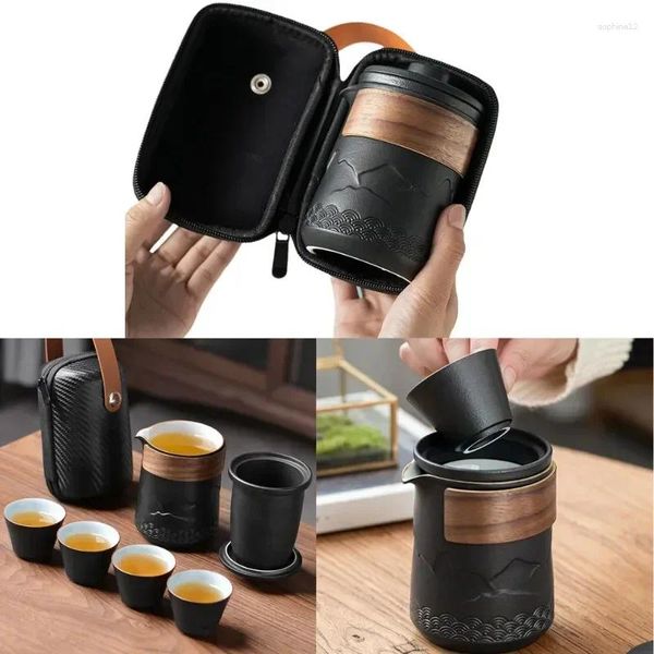 Juegos de té Taza Kuai Pot Bolsa al aire libre Fu Kung Travel Ke Set Llevar té Individual Cuatro Pequeño Uno