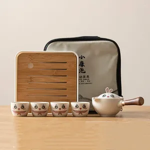 Service à thé mignon en verre Pet, céramique, service à thé chinois, théière de voyage pour tasse, infuseur